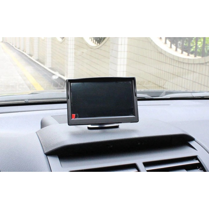 Moniteur video 12v 24v 4 pin 5 p 12.7cm couleur 2 entrées vidéo + Ventouse et Support  pour bus camion auto