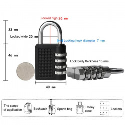 2 New resetable tri-circle 4 dial 43mm combination lock padlock zb40 trixes - 18