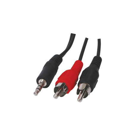 Cable 2.5m cordon audio video fiche jack 3.5mm stereo cable-458/2.5 mâle  vers 2 rca mâle