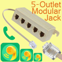 3 X 5-way phone telephone line jack plug outlet socket splitter adapter 4 3 2 1 RJ11 jr international - 3
