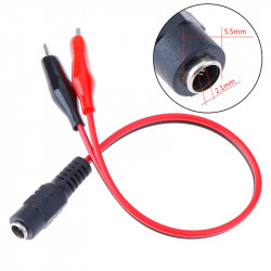 Conector hembra de CC Pinzas de cocodrilo Cable de alimentación de 12 V Cable 2 pinzas Voltaje conectado 5,5 * 2,1 mm