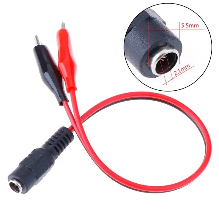 DC Female Jack Connector Alligator Clips Crocodile Wire 12V Power Cable To 2 Clip Connected Voltage 5.5*2.1mm