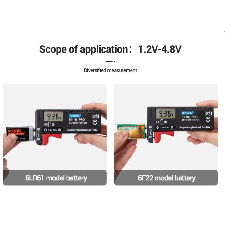Probador de capacidad de batería digital universal BT-168D Indicador de carga a cuadros de batería Diy Prueba BT168D