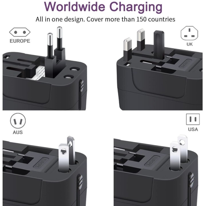 Reiseadapter Internationales Universal-Netzteil All-in-One 5 V 2.1A 2 USB 110 240 V jr international - 8