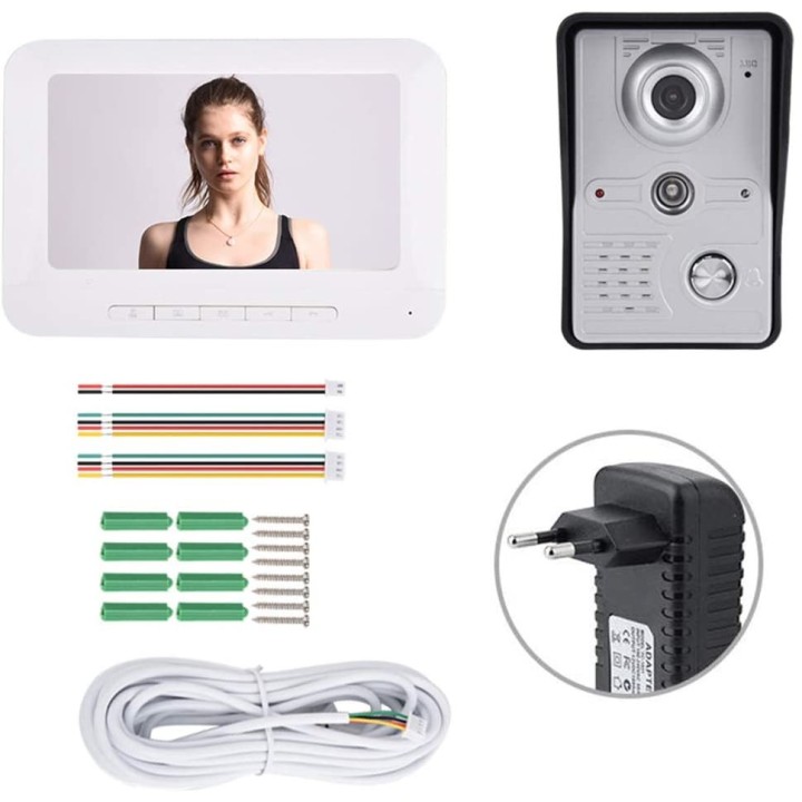 Interphone portier video camera couleur avec fil 7 inch intercom surveillance securite maison
