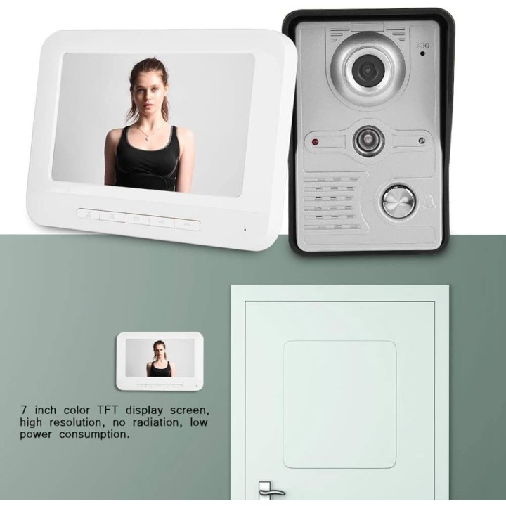 Interphone portier video camera couleur avec fil 7 inch intercom surveillance securite maison