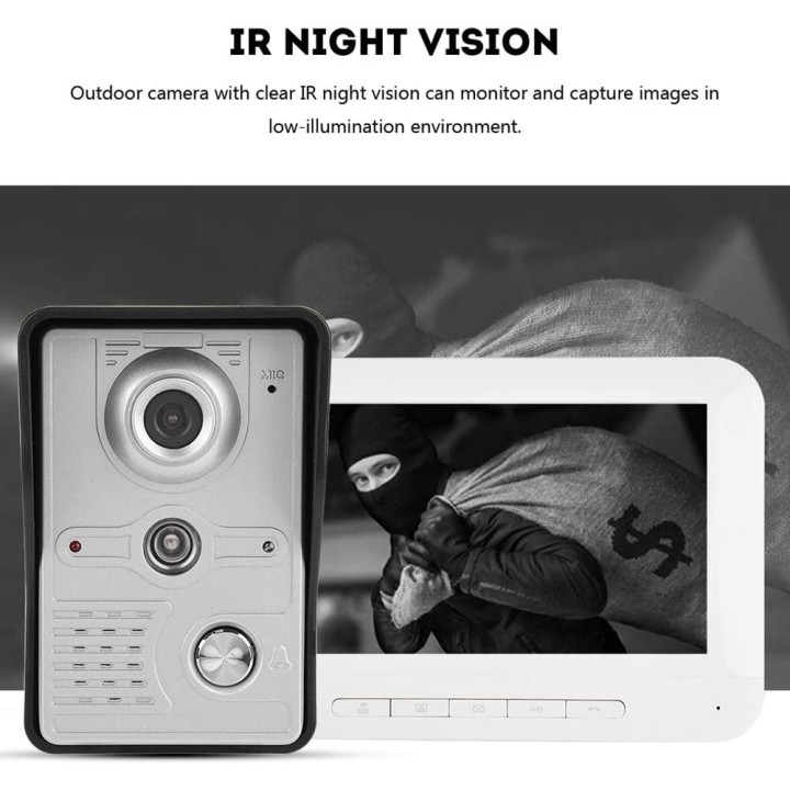 Interphone portier video camera couleur avec fil 7 inch intercom surveillance securite maison