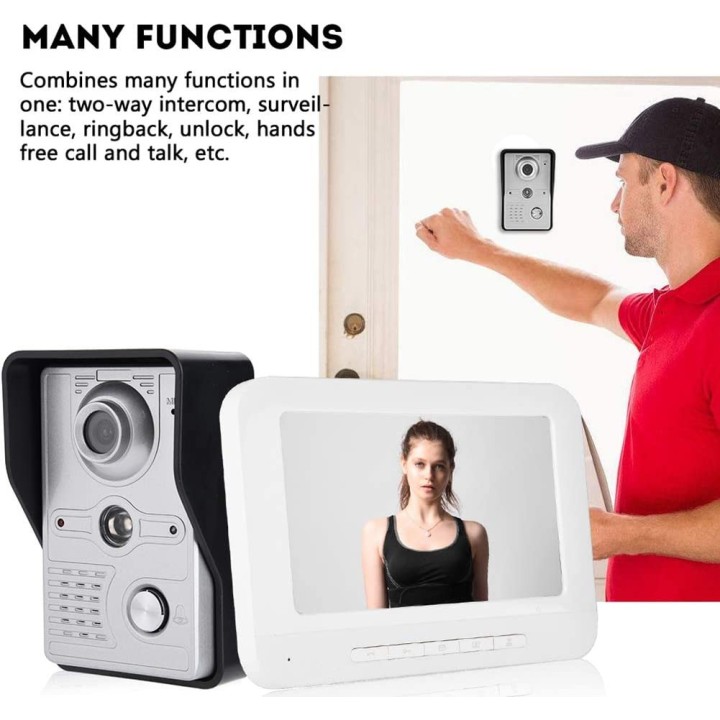 Interphone portier video camera couleur avec fil 7 inch intercom surveillance securite maison