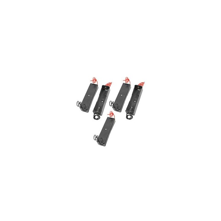 10 Pce Case Box Holder for 1 x 18650 Black with 6' Wire Leads Brand New Plastic Battery Storage sodial - 1