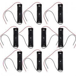 10 caja de la caja Pza Soporte para 1 x 18650 Negro con 6 'Wire Leads estrenar de plástico de almacenamiento de la batería sodia