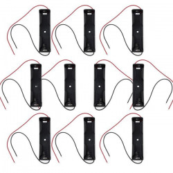10 Pce Case Box Holder for 1 x 18650 Black with 6' Wire Leads Brand New Plastic Battery Storage sodial - 3