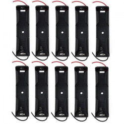 10 caja de la caja Pza Soporte para 1 x 18650 Negro con 6 'Wire Leads estrenar de plástico de almacenamiento de la batería sodia