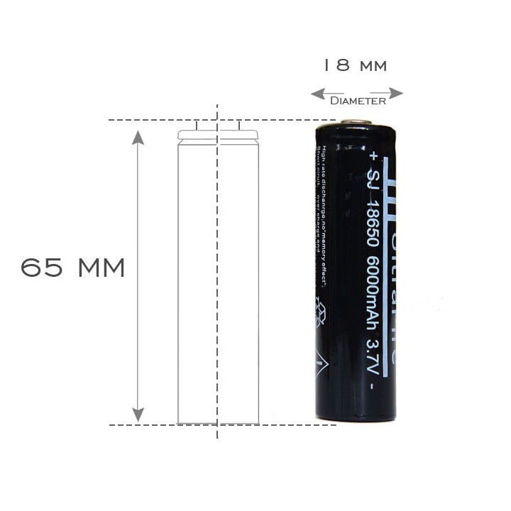 18650 Schwarz 18650 Li-Ion 3,7 V 6000mAh Akku für Fackel-Scheinwerfer- jr international - 1