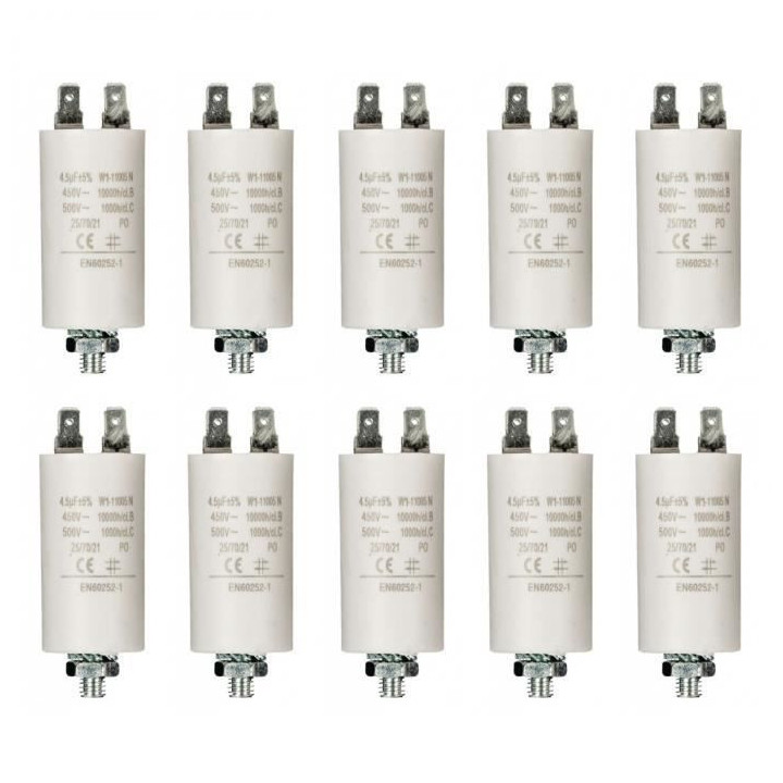 10 Capacitor 4.5mf micro farad 400v 450v 500v 50 60 hz universal motor start capacitor with am terminal w1 11005 jr internationa