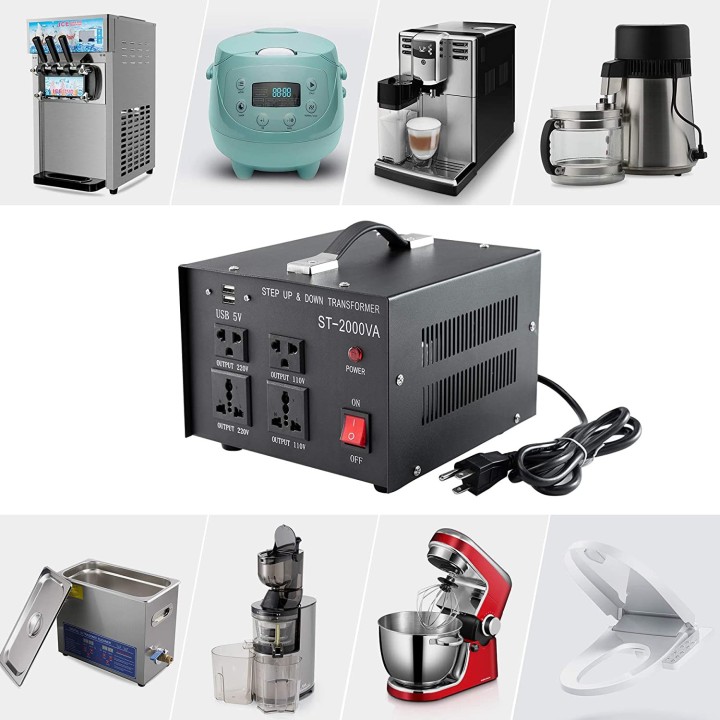 Convertitore elettrico cambia tensione 220 verso 110vca trasformatore 220v 110v 2000w corrente adattatore converter bronson - 3