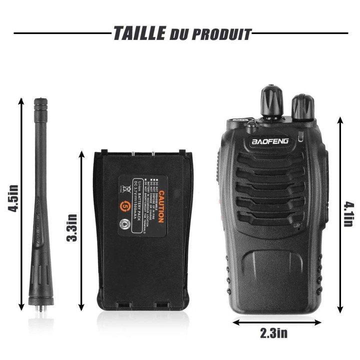 4 Baofeng BF-888S 16 canali UHF 400-470MHz Walkie Talkie Coppia ricetrasmettitore ricetrasmettitore radio FM a 2 vie 3 km baofen