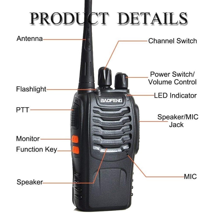 4 Baofeng BF-888S 16-Channel UHF 400-470MHz Walkie Talkie Pair 2-Way FM Radio Rechargeable Transceiver 3 Kilometer baofeng - 7