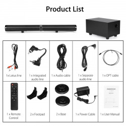 Barra de sonido Bluetooth Pared de eco de audio de cine en casa con separación incorporada para Xiaomi IOS Apple iPhone LP-1807