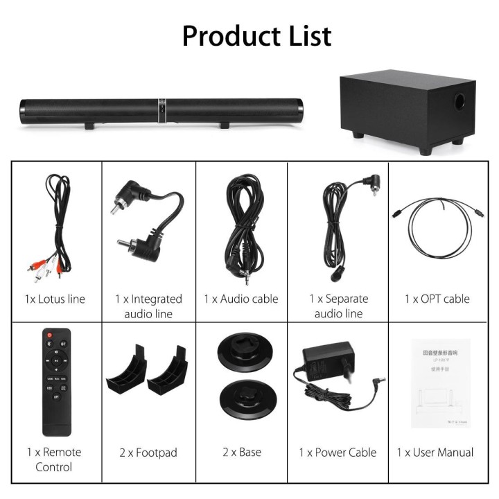 Bluetooth Sound Bar Eingebaute Separation Heimkino Audio Echo Wand Für Xiaomi IOS Apple iPhone LP-1807