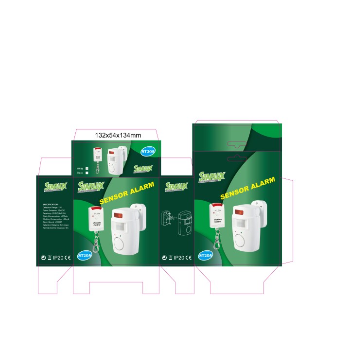 5 Ir detector alarm 5 remote autonomous movement and volume siren st205 jr  international - 2