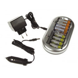 Carica batterie nimh nicd batteria ricaricabile o accumulatore mh aa aaa hr6 hr03 vl9878 presa accendisigari info games - 1
