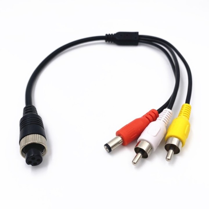 M12 AV Adapter 4Pin Aviation Head Buchse Stecker an 2 Cinch + DC Stecker Kabel CCTV Kamera