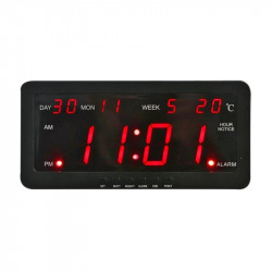 Rote LED-Kalenderwanduhr 220V 29x12x5cm große Anzeigezeit Tag Jahr Temperatur Sprachsteuerung