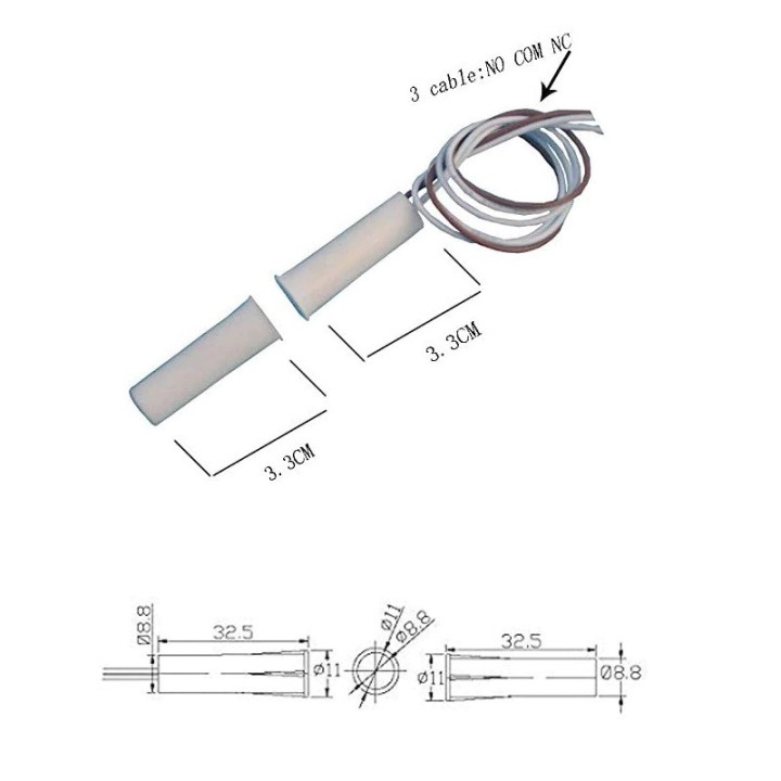Einbau-Magnetkontakt Nr. Nr. 3 Drahte Detektor zum Offnen des Turfenstersensors