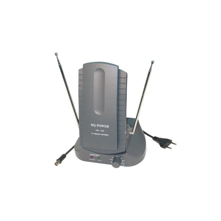 Antena uhf, vhf & fm compacta con amplificador uso en el interior velleman - 1