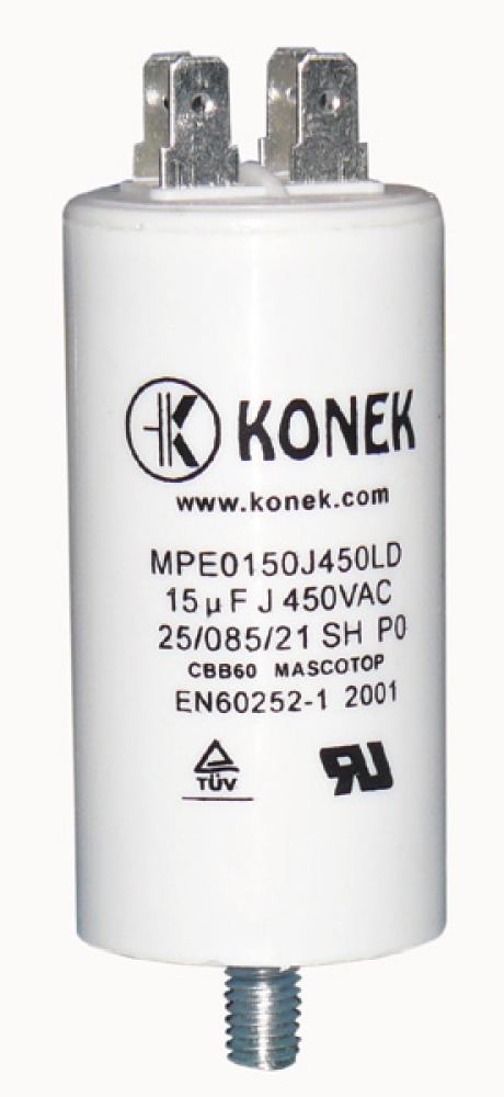 Condensador 15 mf micro farad  uf 450v 50 60 hz condensador de arranque motor universal a borne am w1 11014 jr international - 1