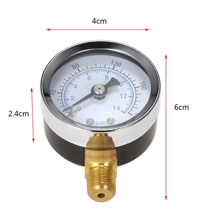 Manometro acqua 1/8 40 mm 200 psi 14 bar per riduttore di pressione filtro per piscina