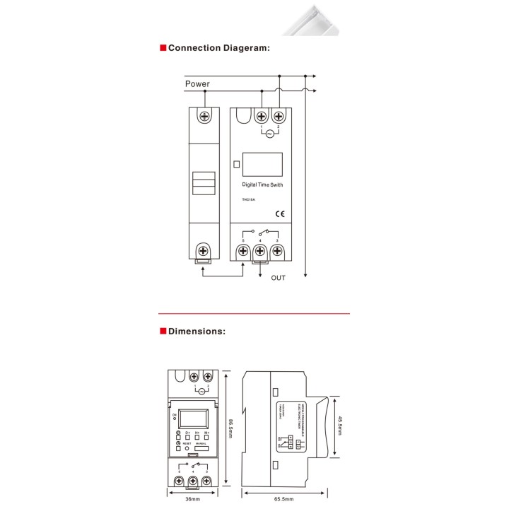 Interruttore orario 7 giorni 16a 48vdc orologio 48v thc15a timer programmabile su guida din 2200w