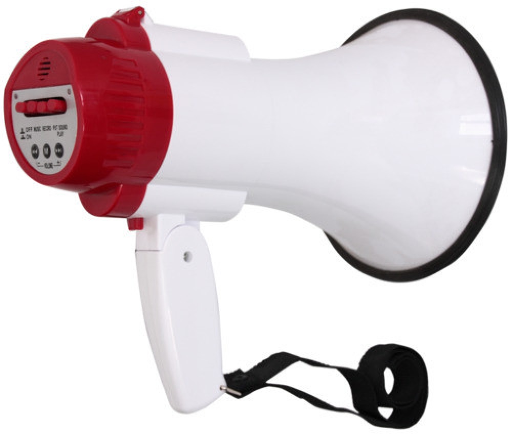 Megafono 20w con batteria ricaricabile portata 300m registrazione 8 sec microfono incorporato.
