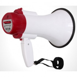 Megaphone 20w avec batterie rechargeable portee 300m enregistrement 8 sec microphone intégré.