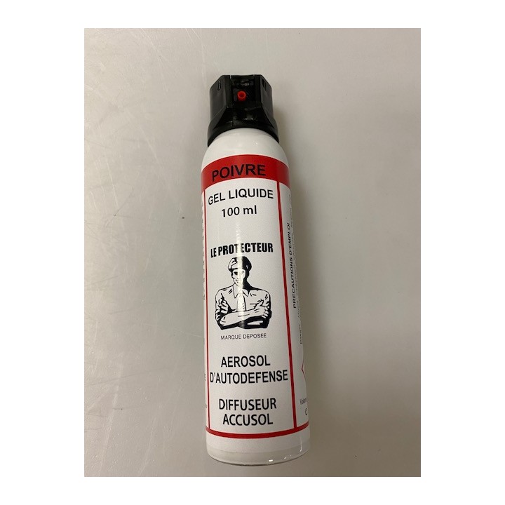 Aerosol defense gel paralysant poivre 100ml sans poignee bombe gaz lacrymogène spray