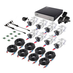 8 channel TVI DVR video security system + hard drive + 8 1080p 2.0MP surveillance cameras + cables and power supply
