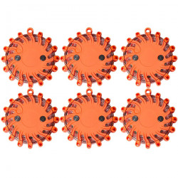 6 baliza roja 16 led base de baliza giratoria recargable imán luz seguridad auto camión carretera