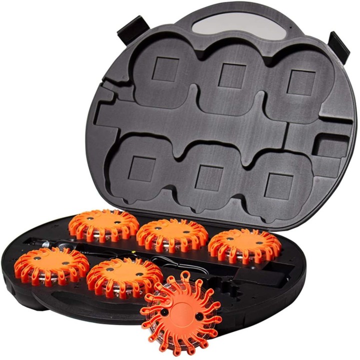 6 red beacon 16 led rechargeable rotating beacon base magnet light safety auto truck road