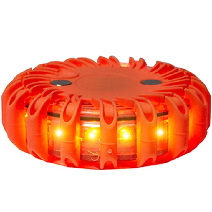 6 baliza roja 16 led base de baliza giratoria recargable imán luz seguridad auto camión carretera