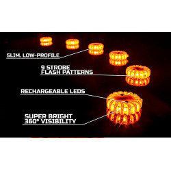 6 Gyrophare rouge 16 led rechargeable socle girophare lumiere aimante securite auto camion route