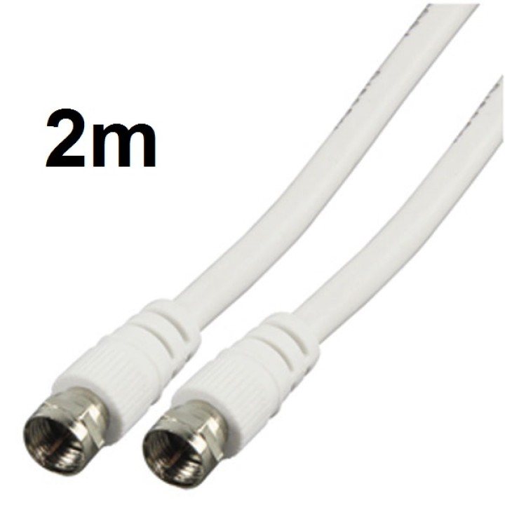 Kabel-tv-antenne 2m netzstecker f-stecker auf f-stecker-kabel male white-527/2 75-ohm- jr  international - 1