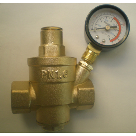 Réducteur limiteur pression eau 1/2 ff 15/21 dn15 manometre détendeur  regulateur valve essence gaz