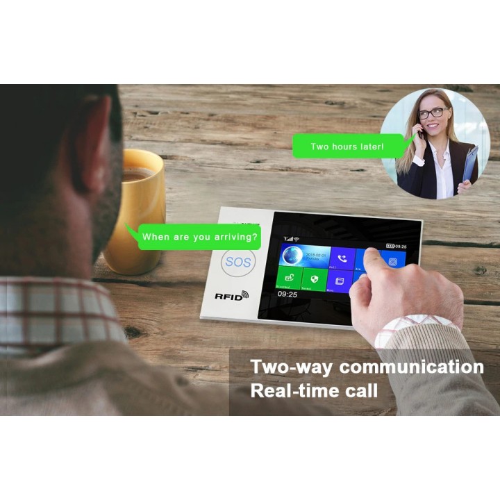 Alarme sans fil Tuya Apps GSM WiFi 2 Télécommande 2 Balise 1 Contact SF 1 Radio IR 1 Sirène filaire