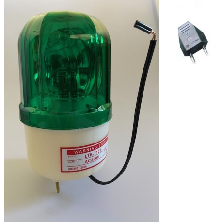 Gyrophare etanche fixe 220v 10w vert ip 65 avec cordon 90cm 240v girophare  230v eclairage lumineux