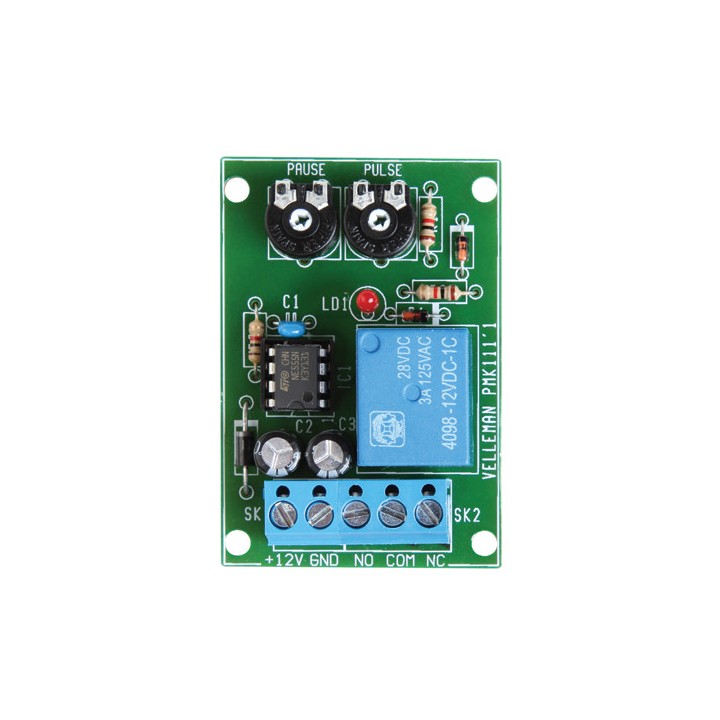 Minuteur intervalle 12v pulsation ajustable entre 0.5 et 5s relais  NO NC 3A pause ajustable entre 2.5 et 60s WMT136