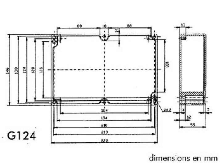 Sealed die cast enclosure aluminium 222 x 146 x 55mm jr  international - 1