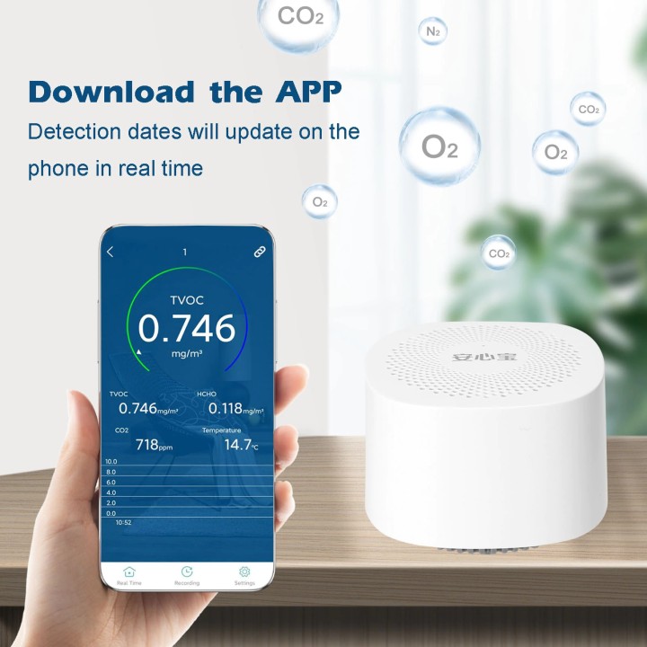 Analizzatore di anidride carbonica APP del telefono del rilevatore di CO2 digitale del tester della qualità dell'aria