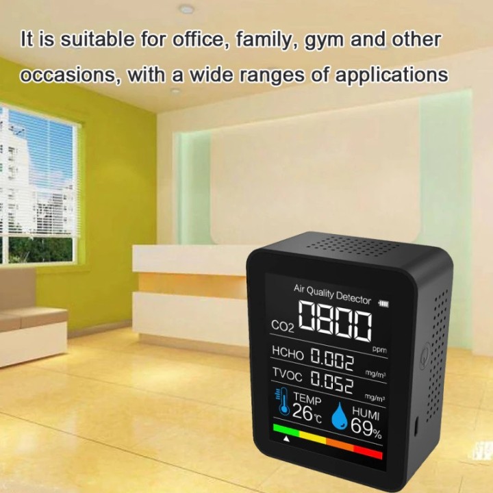 Medidor de CO2 Probador Sensor Temperatura de humedad Calidad del aire Dióxido de carbono TVOC HCHO