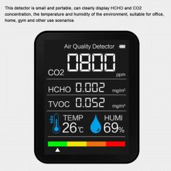 CO2 mètre testeur capteur humidité température qualité de l'air dioxyde de carbone TVOC HCHO