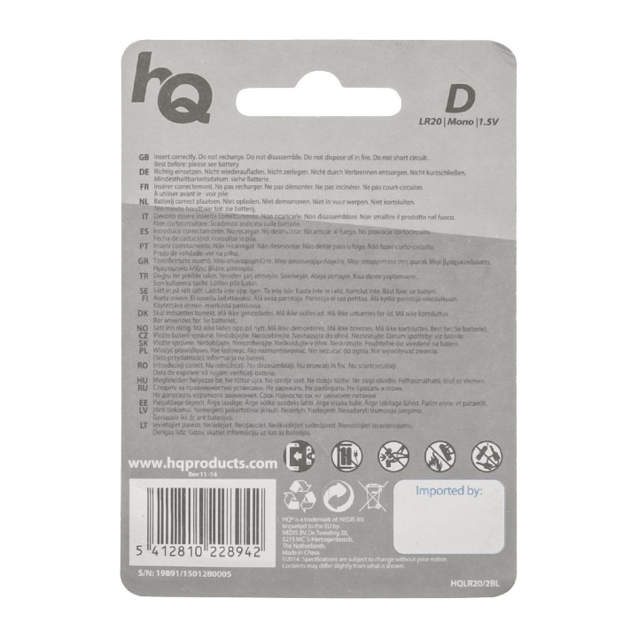 Alkaline d lr20 1.5v 16500mah (2pcs bl) velleman - 4